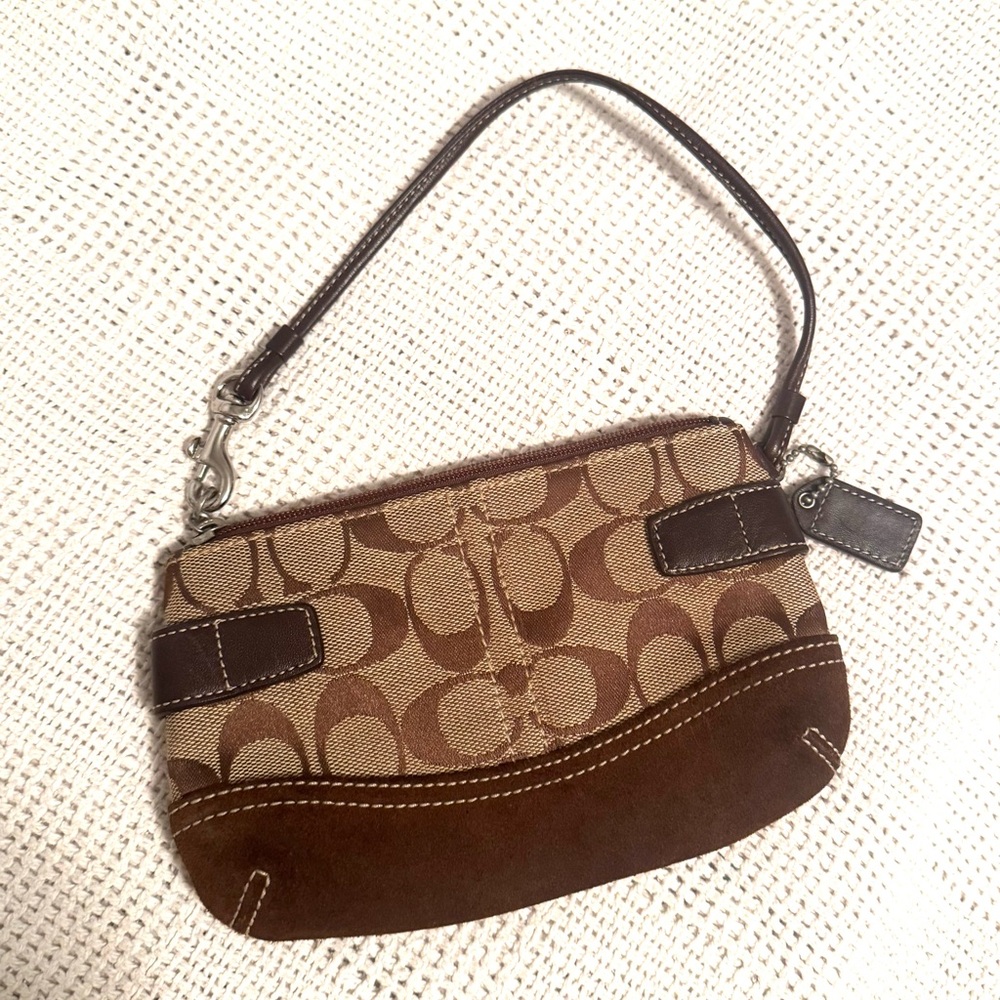 Coach Brown Signature Wristlet